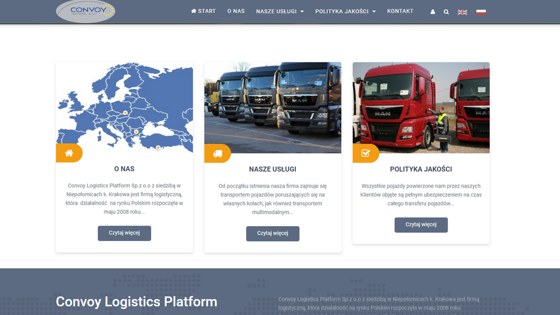 Convoy Logistics - strona internetowa i system CMR